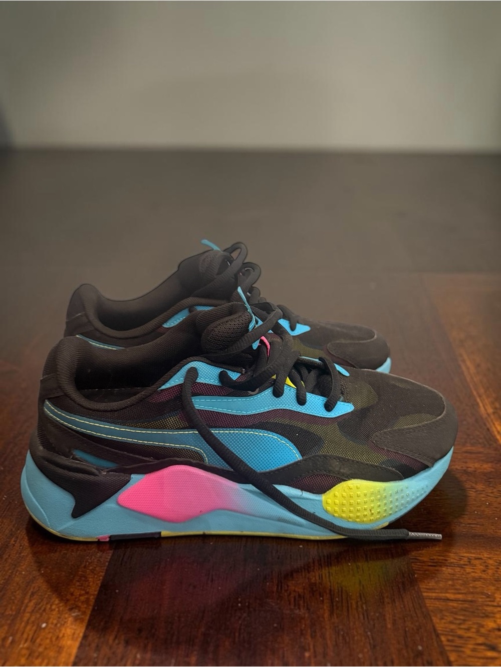 Women Multicolor PUMA Athletic Sneakers - Black with Blue, Yellow & Pink - Picture 4 of 6